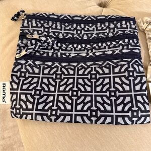 RUME Geometric Black & White Triple Zip Pouch